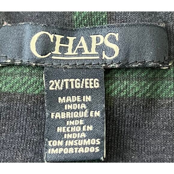 CHAPS LONG SLV CREW NECK PULL- OVER TOP, WOMENS, 2X, NAVY BLUE & GREEN PLAID - Picture 11 of 12